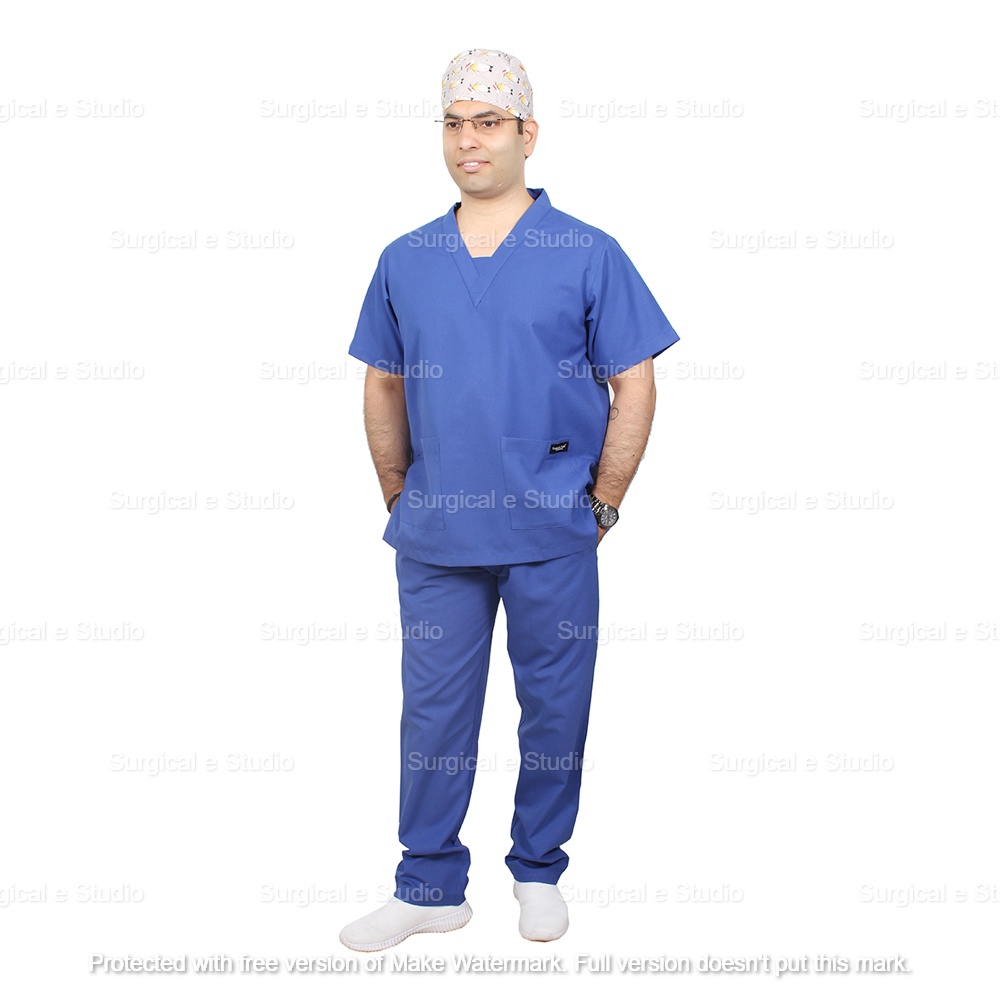 Ink Blue Surgical Scrubs Online, OT Dress for Doctors With Name
